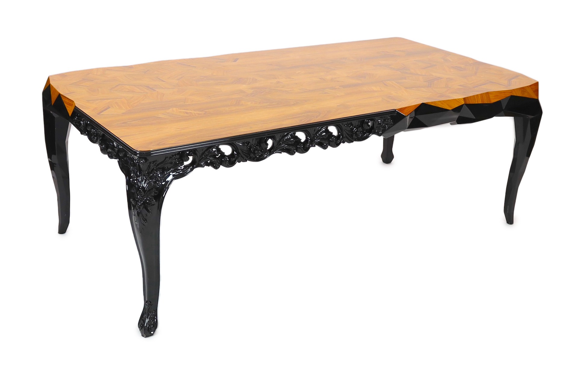 A contemporary Boca Do Lobo palissandre and black lacquer 'Royal' dining table